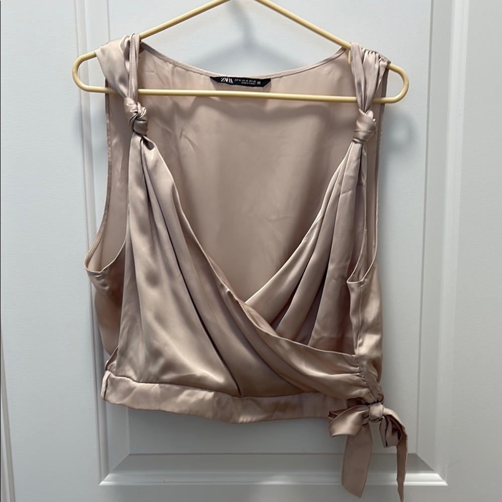 Zara Beige Wrap Top NWOT